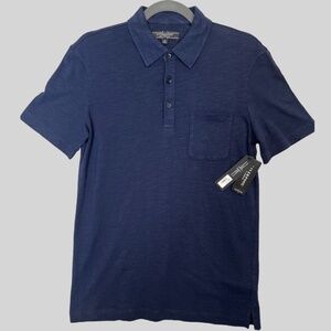 Liverpool Polo Shirt Pullover Chest Pocket Cotton Golf Short Sleeve Navy Blue S